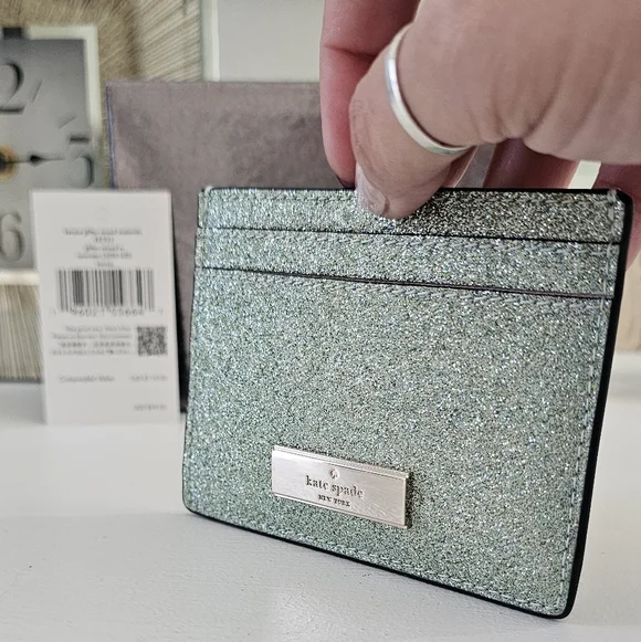 NWT Kate Spade Seawater Glitter Cardholder Wallet - Picture 2 of 5